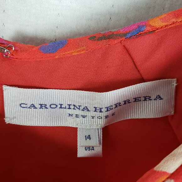 NWOT Carolina Herrera Silk Dress Pink Multi Red size 14 Colorful - Picture 4 of 13